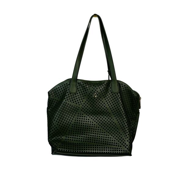 Street Level Dark Olive Green Vegan Leather Abstract Mesh Shoulder Bag - Picture 2 of 11